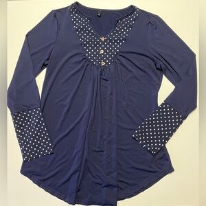 Mixfeer Women’s Blue Navy Long Sleeves Blouse, size L